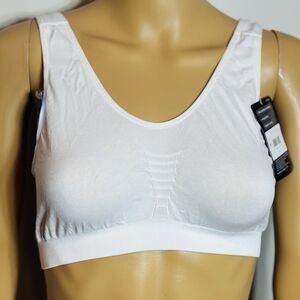 Bali Comfort Revolution Crop Top Bra 103J White Seamless Wireless Size M